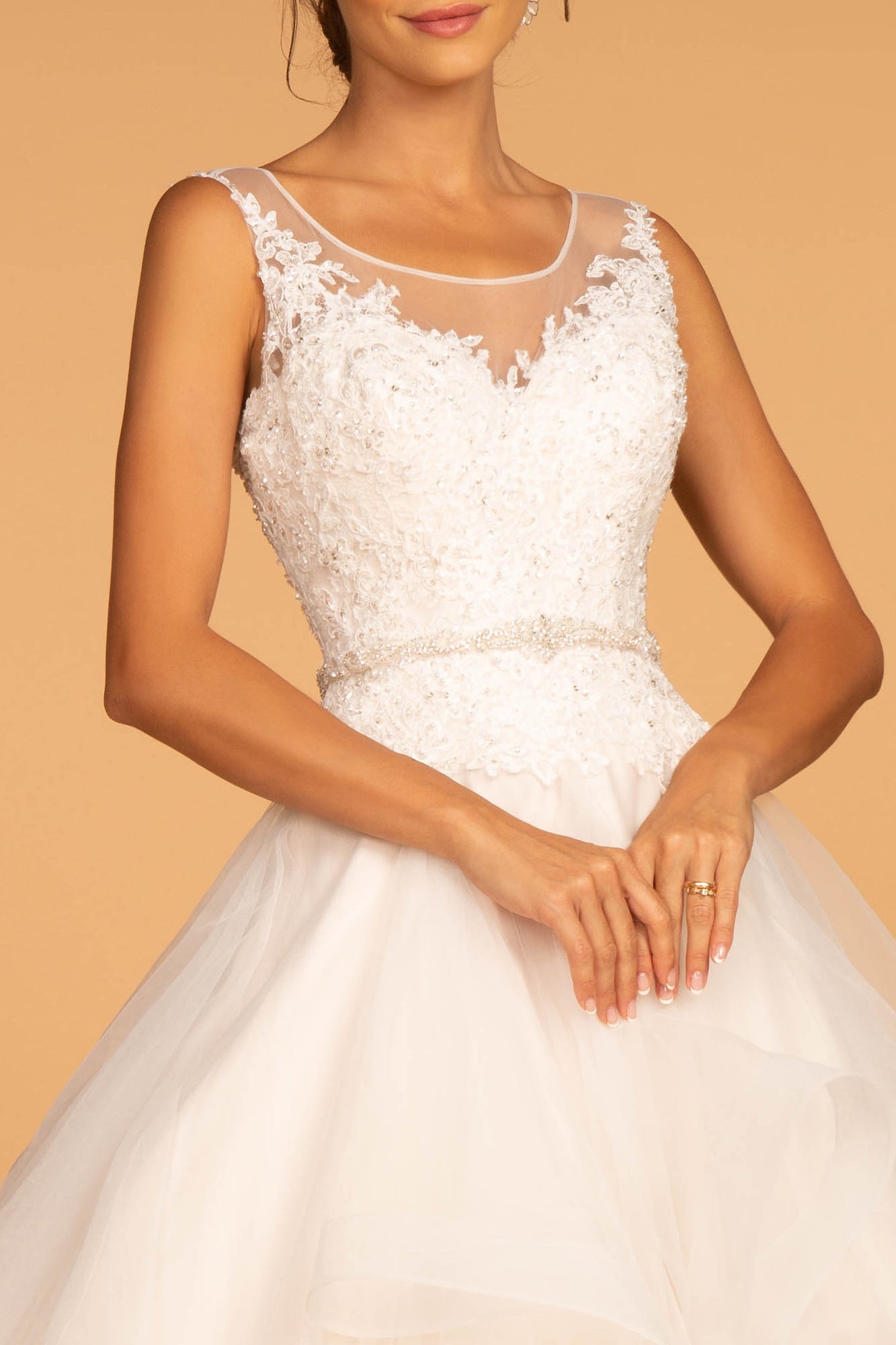 chinese dress ladies GLS by Gloria GL2599 Prom Dress - Ivory/Champagne main image 1