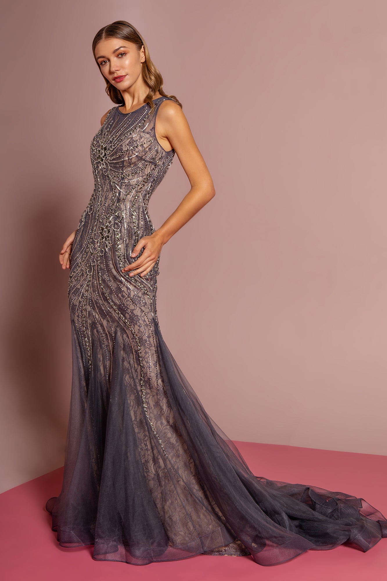 GL2684 GLS by Gloria - Embroidered Scoop-Neck Mermaid Dress -Special Occasion/Curves