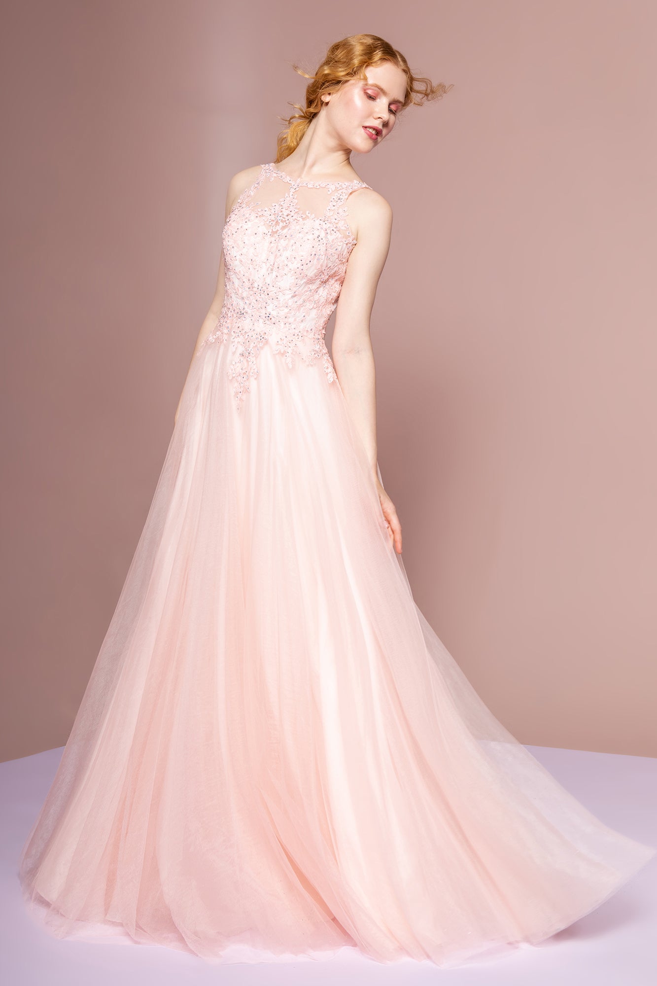 Elizabeth K - GL2693 - Embellished Scoop-Neck A-Line Dress
