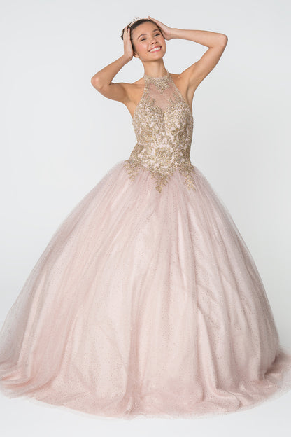 Elizabeth K - GL2805 - Embellished Halter Neck Jewel Quinceanera Dress