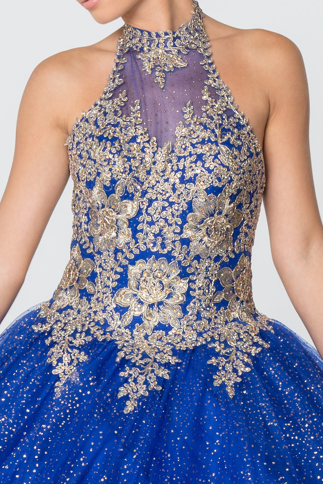 Elizabeth K - GL2805 - Embellished Halter Neck Jewel Quinceanera Dress
