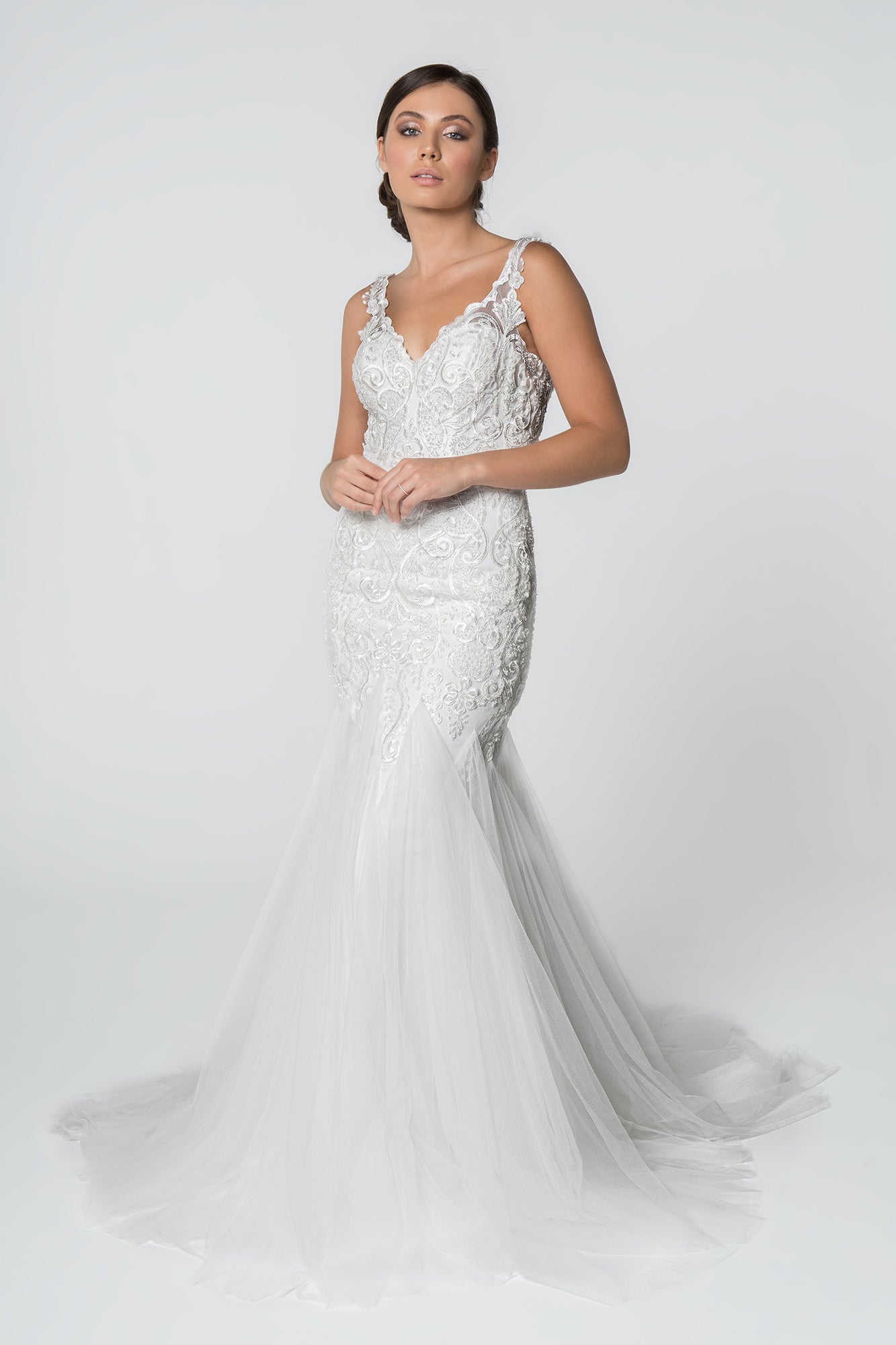 GL2815 GLS by Gloria - Embroidered Bodice V-Neck Mermaid Bridal Gown