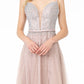 Jewel Embellished Tulle A-Line Dress w/ Strap Back- GL2892 by Elizabeth K - Special Occasion