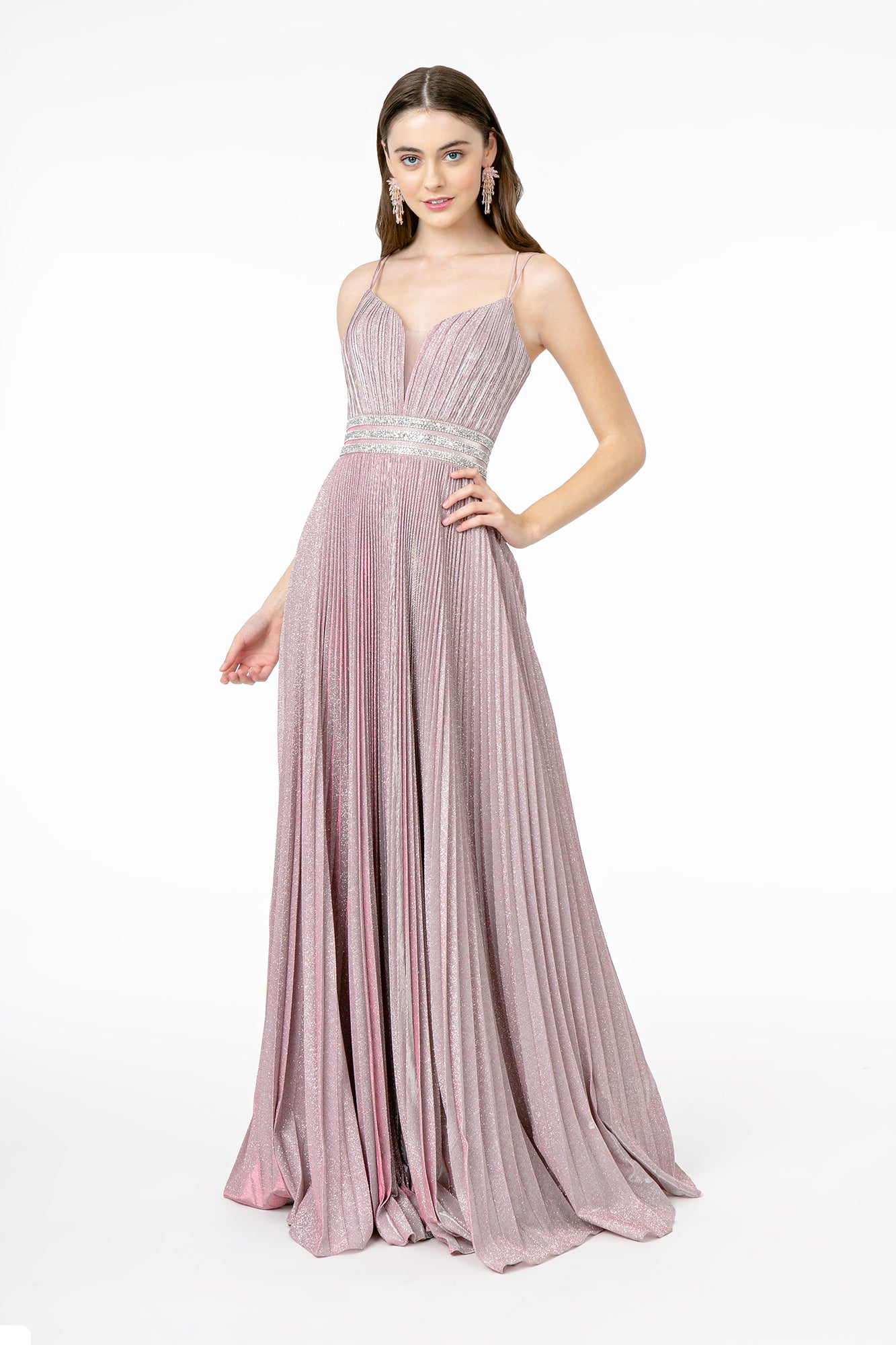 Elizabeth K - GL2905 - Illusion Deep V-Neck A-Line Dress