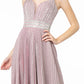 Elizabeth K - GL2905 - Illusion Deep V-Neck A-Line Dress