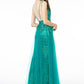 Elizabeth K - GL2924 - Mesh Glitter Deep V-Neck Dress