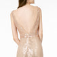 GL2957 Elizabeth K Deep Illusion V-Neck Sequin Long Dress w/ V-Back -Sales