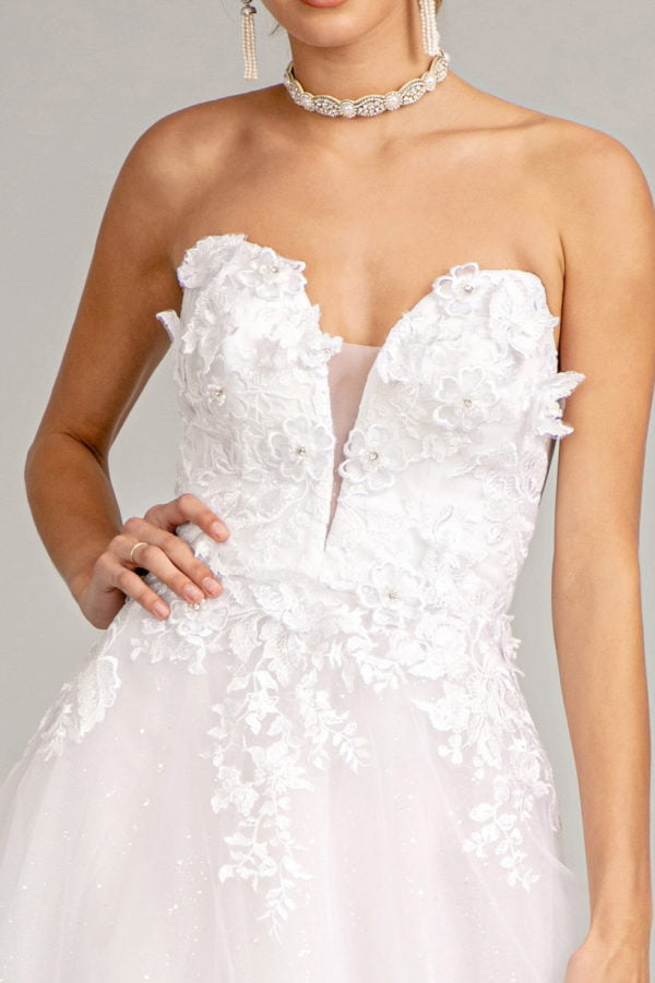 GL3010 GLS by Gloria - Flower Embellished Mesh A-line Bridal Gown