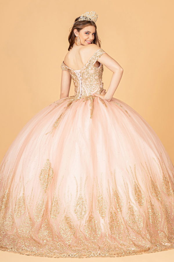 champagne rose gold quinceanera dress