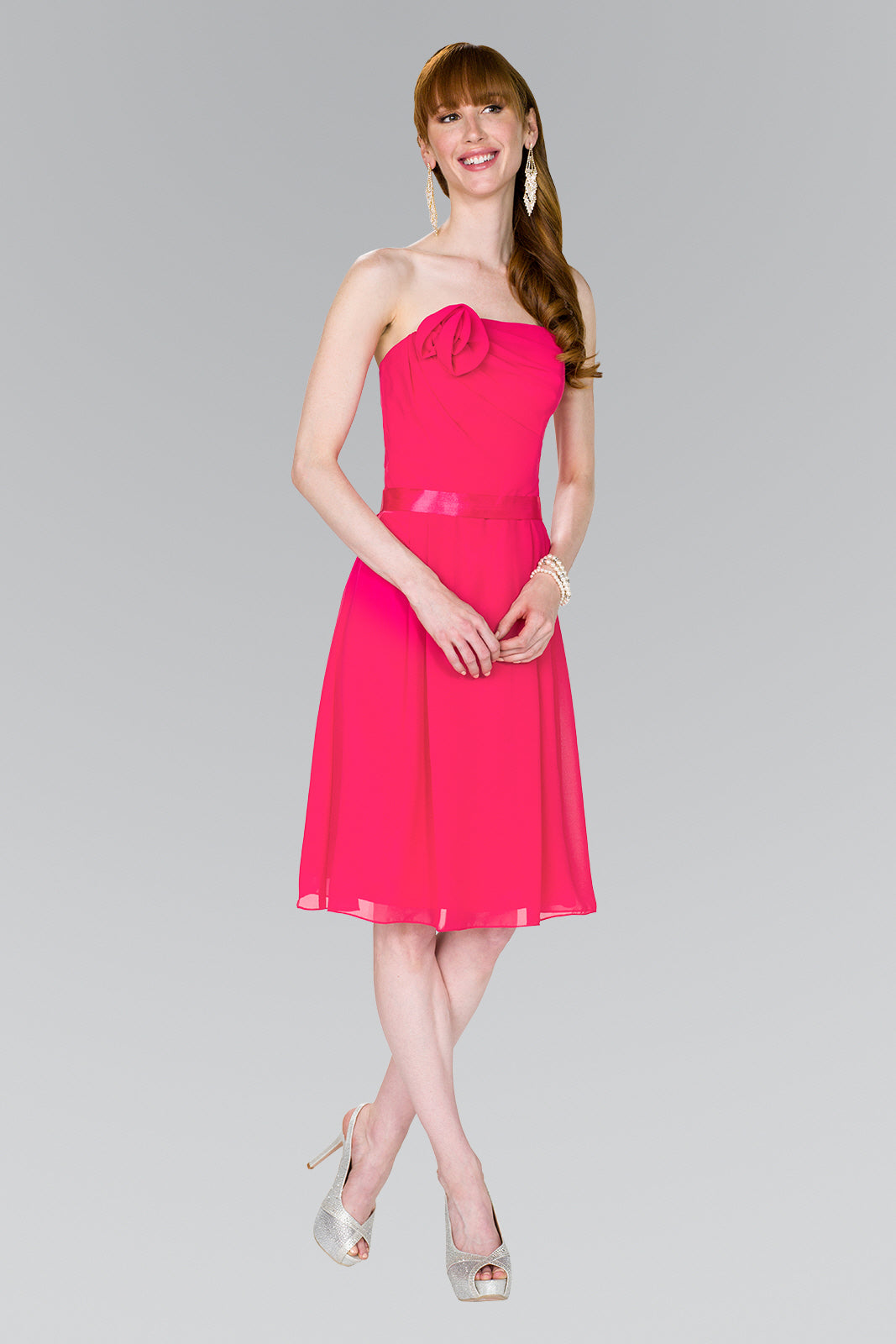 Elizabeth K GS1080 Chiffon Straight on Cocktail Dress Short