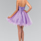 Elizabeth K - GS1350 - Floral Lace Strapless Tulle Cocktail Dress - Short