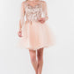 Elizabeth K - GS1968 - Embellished Bodice V-Neck Tulle Short Cocktail Dress