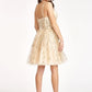 Elizabeth K - GS1998 - 3D Floral Applique Glitter V-Neck Cocktail Dress  - Short