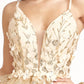Elizabeth K - GS1998 - 3D Floral Applique Glitter V-Neck Cocktail Dress  - Short