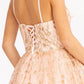 Elizabeth K - GS1998 - 3D Floral Applique Glitter V-Neck Cocktail Dress  - Short