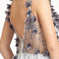 Elizabeth K - GS1999 - 3D Floral Applique Glitter V-Neck Cocktail Dress  - Short