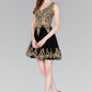 Elizabeth K - GS2403 - Gold Lace V-Neck Tulle Cocktail Dress - Short