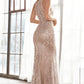 Lace Fitted Sheath Gown by Cinderella Divine HT074 - Special Occasion