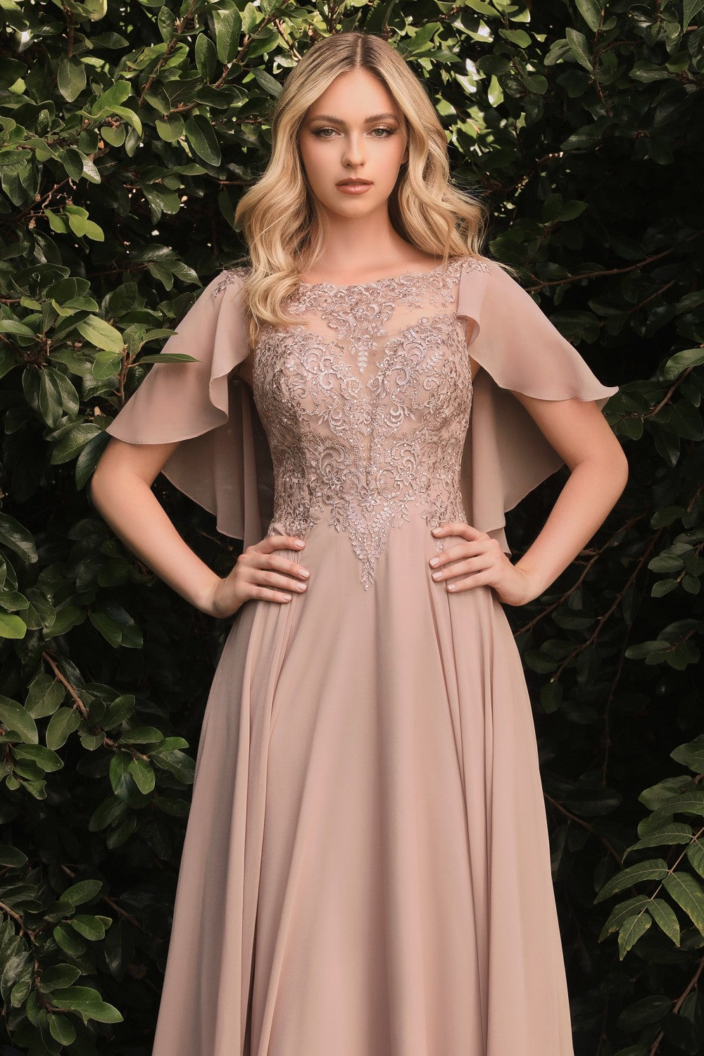 A-LINE CHIFFON GOWN by Cinderella Divine HT101 - Special Occasion
