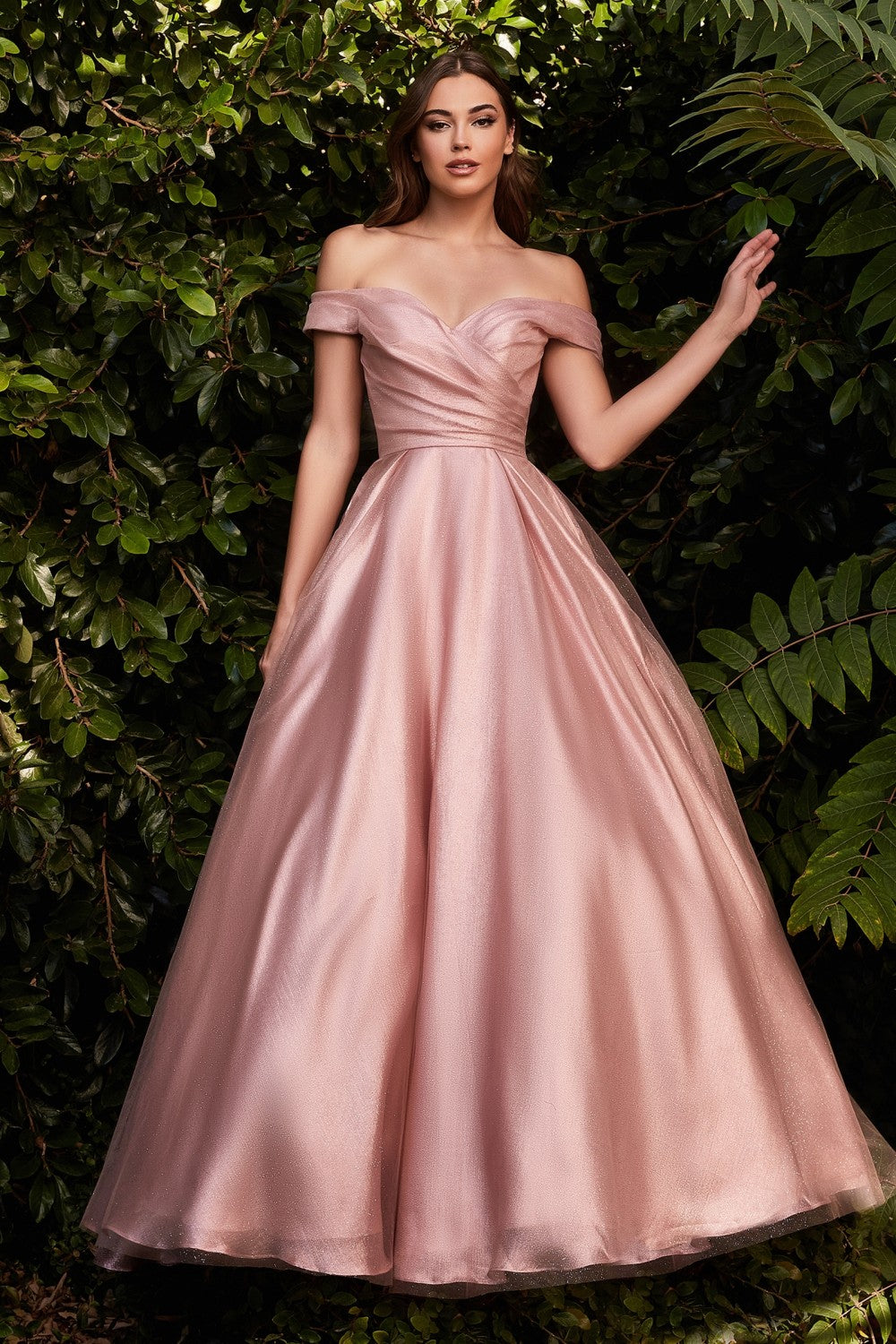OFF THE SHOULDER ORGANZA BALL GOWN by Cinderella Divine J823- Special Occasion/Curves