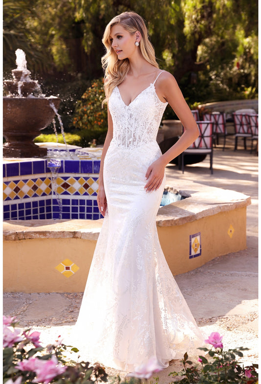 Fitted Lace Mermaid Bridal Gown by Cinderella Divine - J825W
