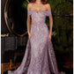 Off The Shoulder Puff Sleeve with Over Skirt Gown By Ladivine J836 - Women Evening Formal Gown - Special Occasion/Curves