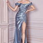 FITTED GATHERED SATIN GOWN by Cinderella Divine KV1056C - Curves
