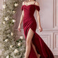 Crepe Off The Shoulder Wrap Dress by Cinderella Divine - KV1057 - Special Occasion