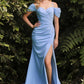 Crepe Off The Shoulder Wrap Dress by Cinderella Divine - KV1057 - Special Occasion